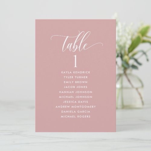 Blush Pink Seating Plan Cards with Guest Names