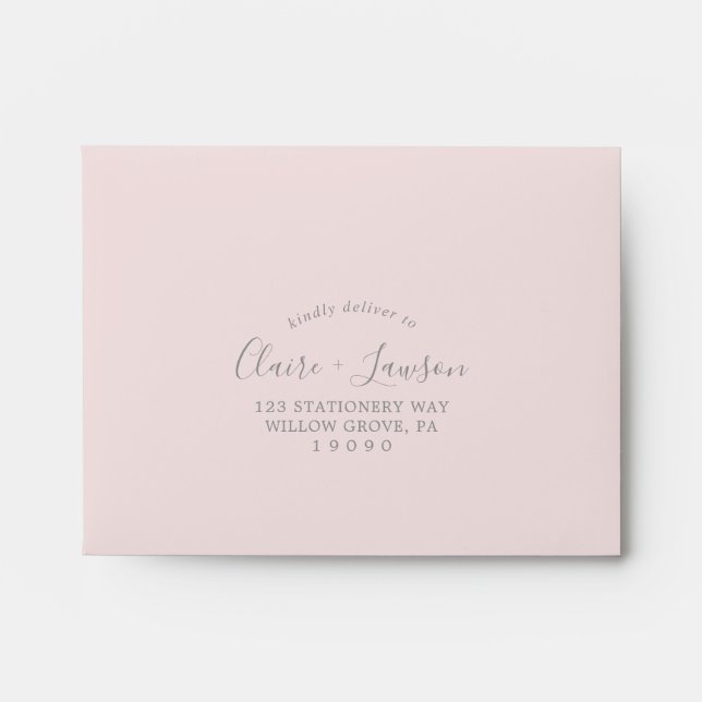 Blush Pink Self-Addressed RSVP Envelope (Front)