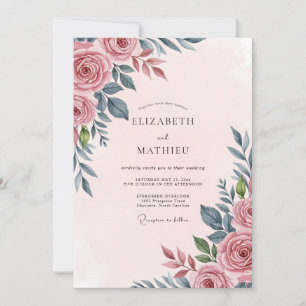 Blush Pink Serene Botanical Wedding Invitation