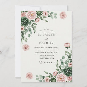 Blush Pink Serene Succulent Wedding Invitation