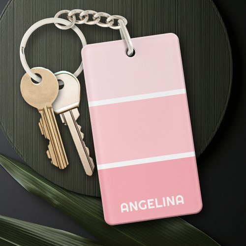 Blush Pink Shades Paint Chip Strip _ Modern Name Keychain