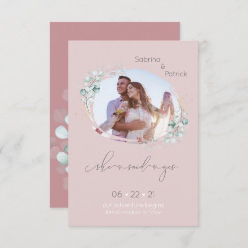 Blush Pink She Said Yes Photo Save the Date