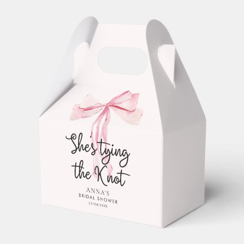 Blush Pink She Tying The Knot Bridal Shower Favor Boxes