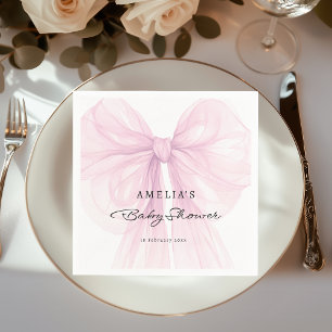 Blush Pink Sheer Bow Baby Girl Napkins