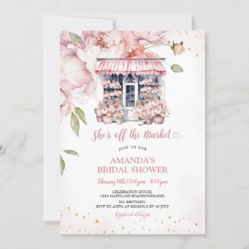 Blush Pink Shes Off The Market Bridal Shower Invitation