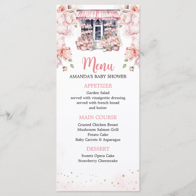 Blush Pink She's Off The Market Bridal Shower Menu (Front)