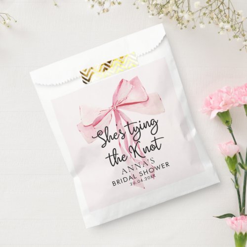 Blush Pink Shes Tying The Knot Bridal Shower Favor Bag