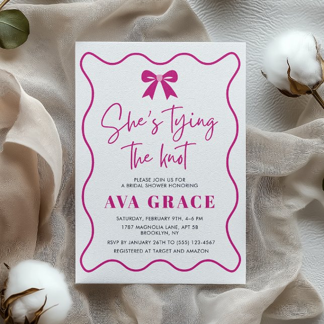Blush Pink She's Tying the Knot Bridal Shower Invitation (Creator Uploaded)