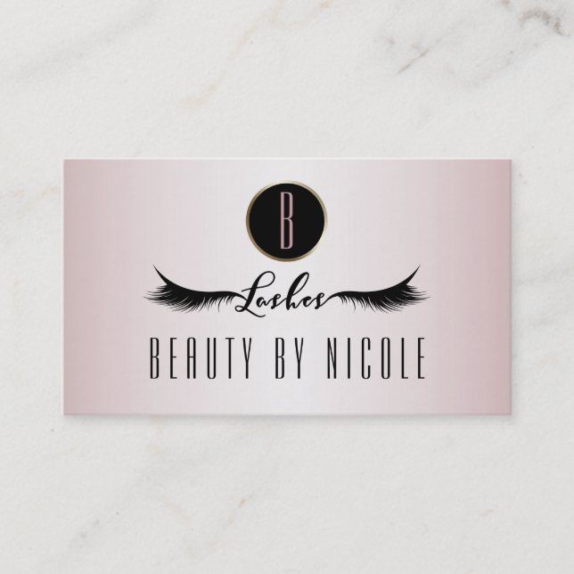 Blush Pink Shimmer Eyelashes Customer Loyalty Card (Front)