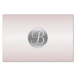 Blush Pink Shine Elegant Monogram Letter Initial Tissue Paper