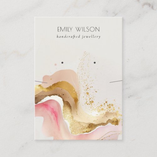 Blush Pink Shiny Glitter Earring Necklace Display Business Card