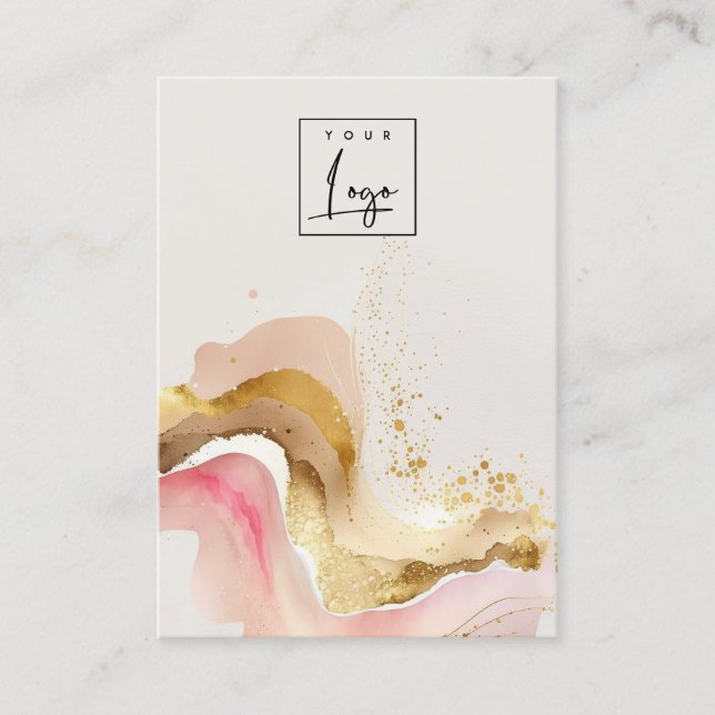 Blush Pink Shiny Logo Blank Jewelry Display Business Card (Front)