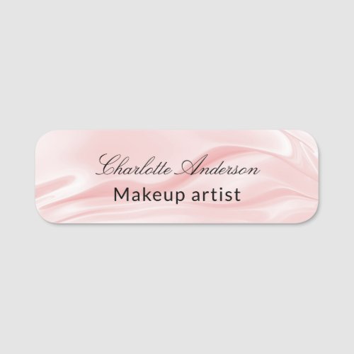 Blush pink silk satin business employee name tag