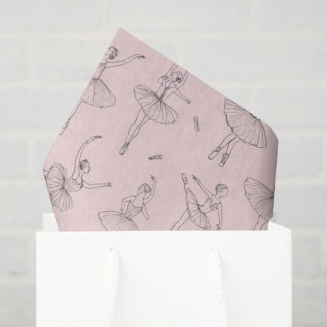 Blush Pink & Silver Ballerina Pattern Tissue Paper (Gift Bag)