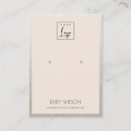 BLUSH PINK SILVER BORDER LOGO EARRING DISPLAY BUSINESS CARD