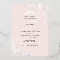 Blush Pink Silver Floral Quinceanera Birthday 