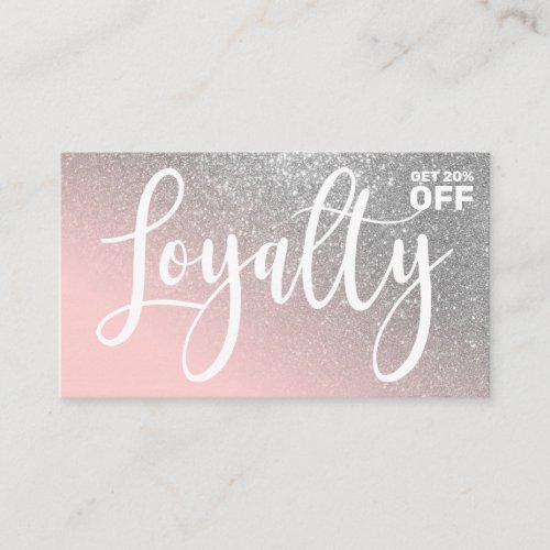 Blush Pink Silver Glitter Gradient Typography Loyalty Card