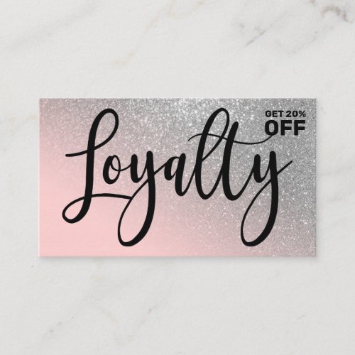 Blush Pink Silver Glitter Gradient Typography Loyalty Card