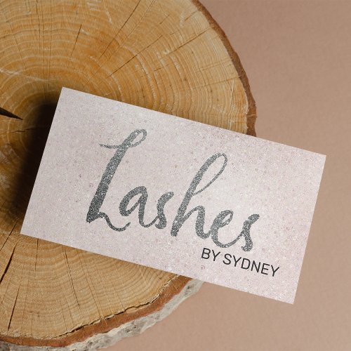 Blush Pink Silver Glitter Lashes Business Card