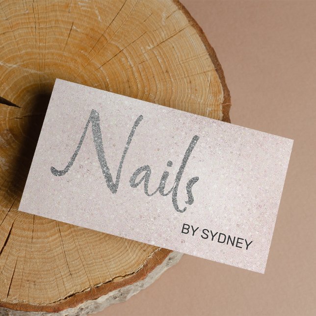 Blush Pink Silver Glitter Nail Artist  Business Card (Blush Pink Silver Glitter Nail Artist )
