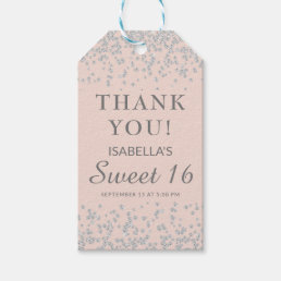 Blush Pink Silver Glitter Sweet 16 Thank You  Gift Tags
