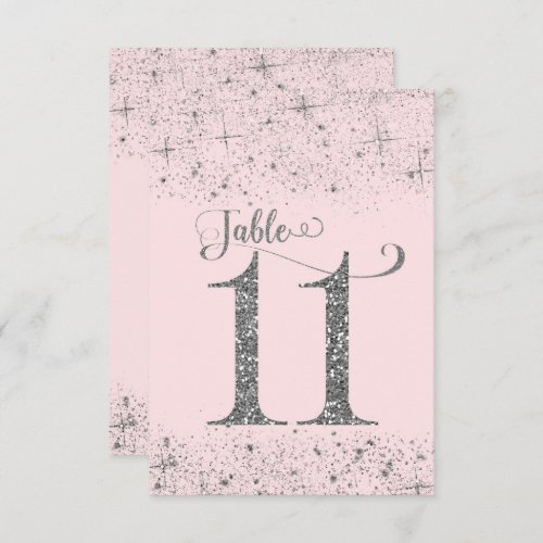 Blush Pink Silver Glitter Table Numbers Number 11