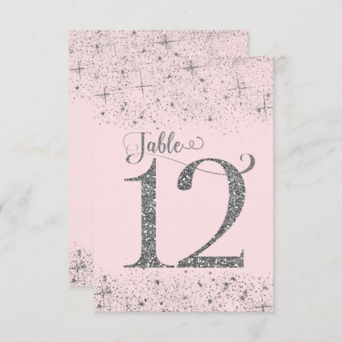 Blush Pink Silver Glitter Table Numbers Number 12