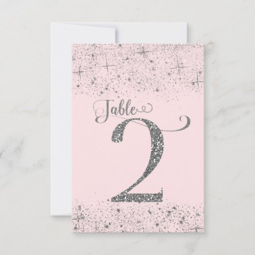 Blush Pink Silver Glitter Table Numbers Number 2