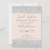 Blush pink silver glitter typography Sweet Sixteen Invitation (Front)