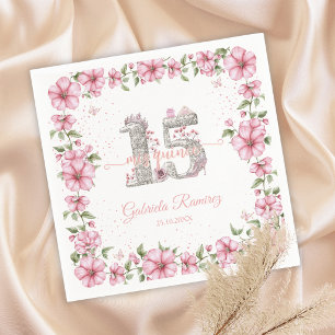 Blush Pink Silver Mis Quince Quinceañera  Napkins