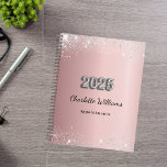 Blush pink silver sparkles 2025 planner<br><div class="desc">A blush pink gradient background decorated with faux silver sparkles Personalize and add a name. The name is written in gray with a modern hand lettered style script. Perfect for school,  work or organizing your personal/family life.</div>