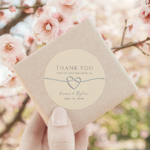 Blush Pink Silver Wedding Thank You Classic Round Sticker