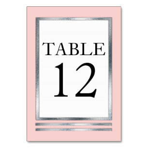 Blush Pink   Silver   White Modern Simple Elegant Table Number