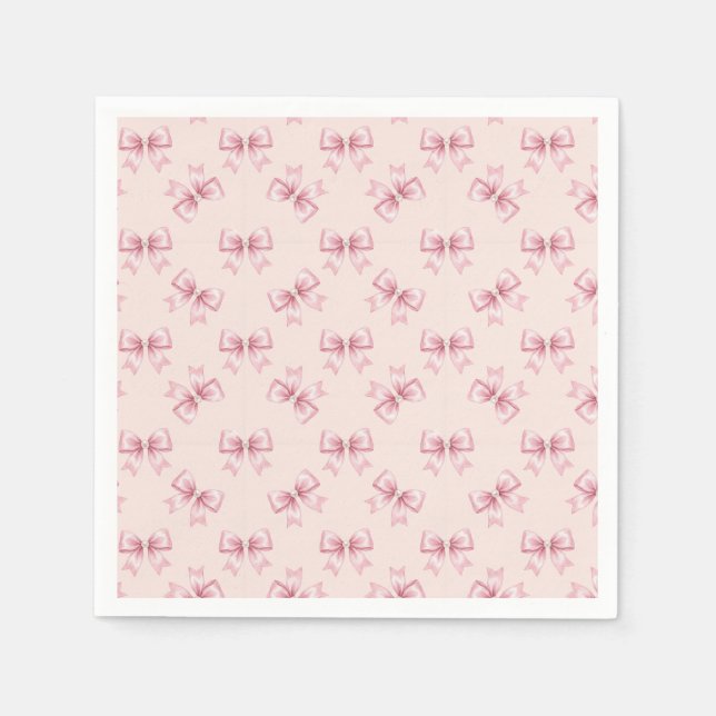Blush Pink Simple Bow Toss Pattern Napkins (Front)