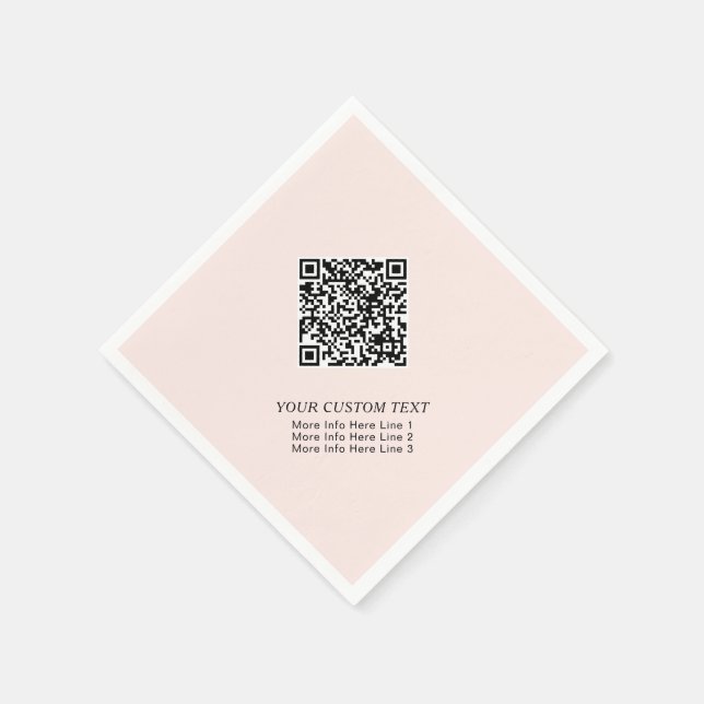 Blush Pink Simple Business QR Code Promotional Napkins (Corner)