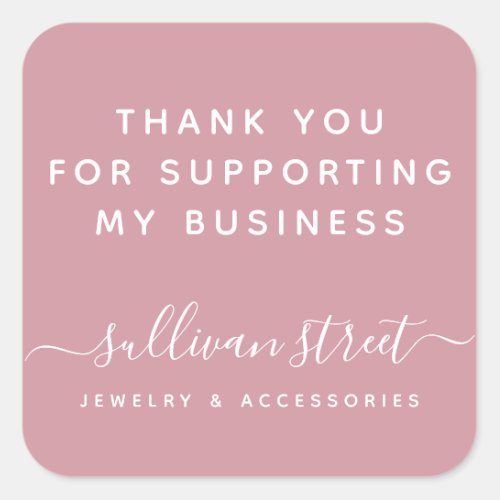 Blush Pink Simple Business Thank You Square Sticker