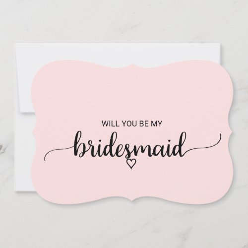 Blush Pink Simple Calligraphy Bridesmaid Proposal Invitation