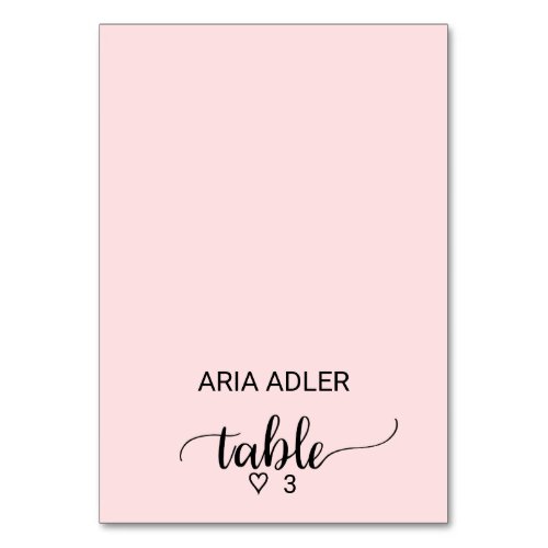 Blush Pink Simple Calligraphy Escort Place Cards
