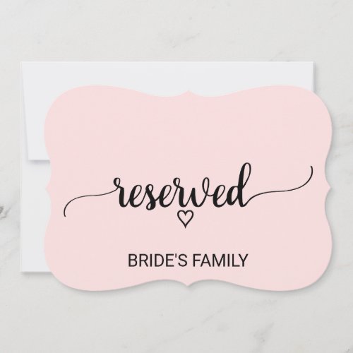Blush Pink Simple Calligraphy Reserved Sign