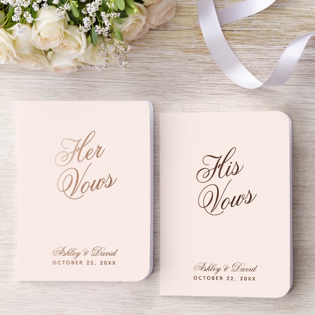 Blush Pink Simple Calligraphy Script  Wedding  Foil Vow Books (Creator Uploaded)