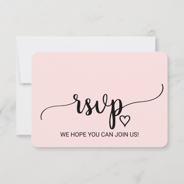 Blush Pink Simple Calligraphy Wedding Website RSVP Card (Front)