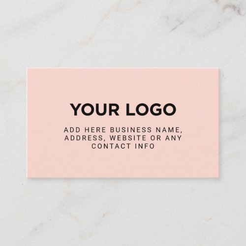 Blush Pink  Simple Company Logo Business Card