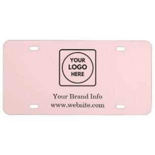 Blush Pink Simple   Custom Professional Logo  License Plate