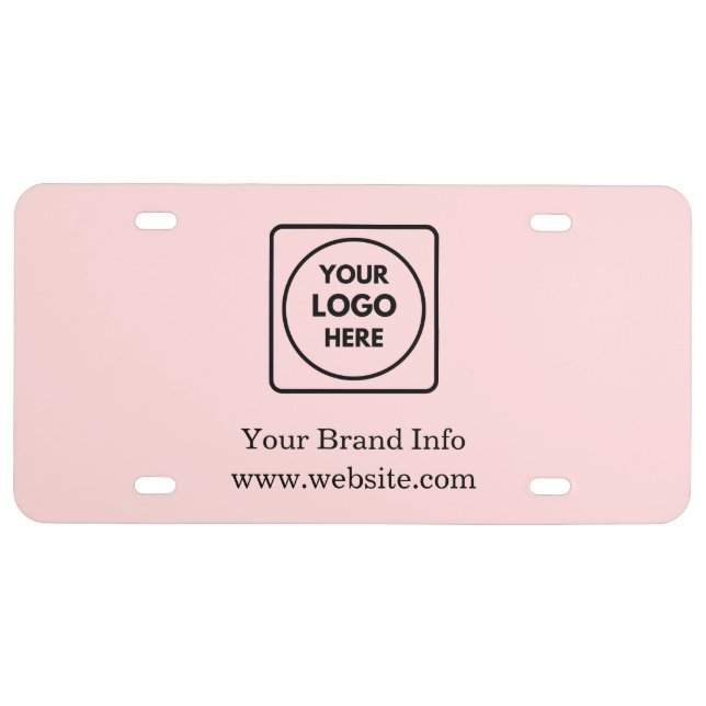 Blush Pink Simple | Custom Professional Logo  License Plate (Front)