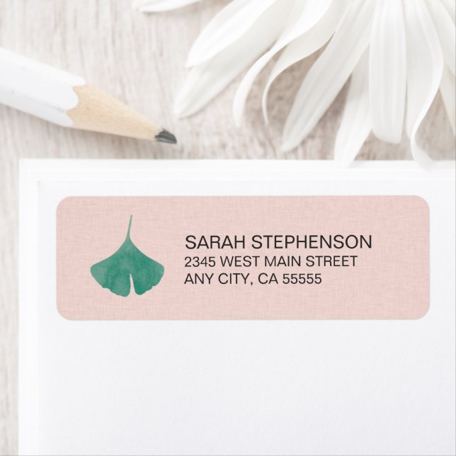 Blush Pink Simple Ginkgo Leaf Nature Label (Insitu)