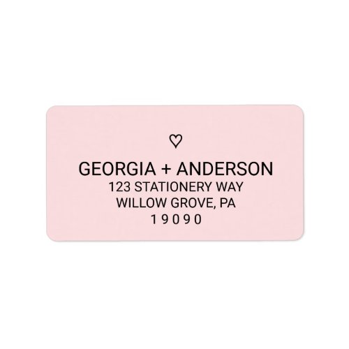 Blush Pink Simple Heart Wedding Label