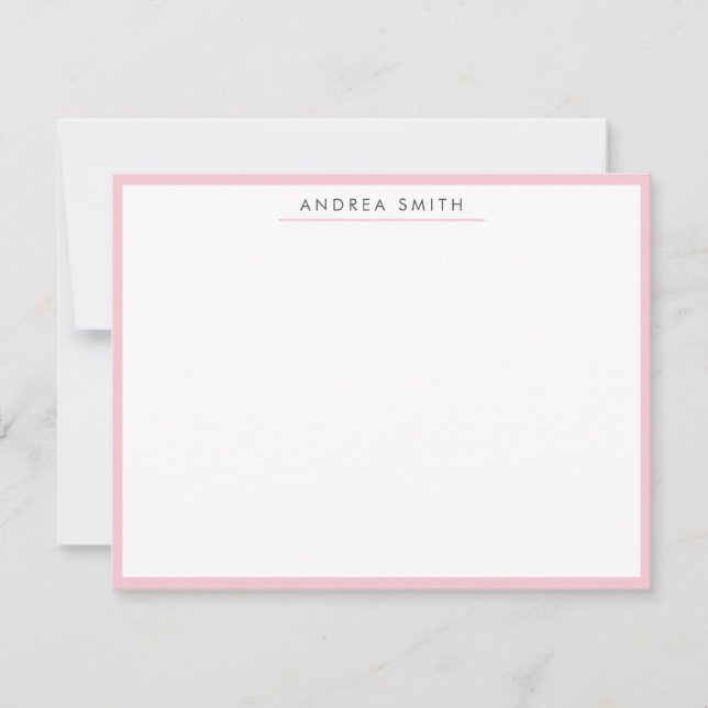 Blush Pink Simple Line Modern Stylish Minimalist Note Card (Front)