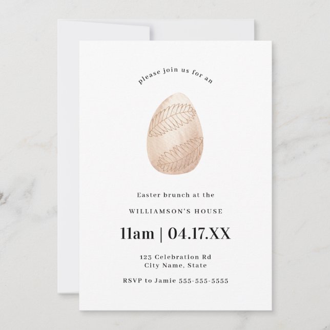 Blush Pink Simple Minimal Watercolor Easter Egg  Invitation (Front)