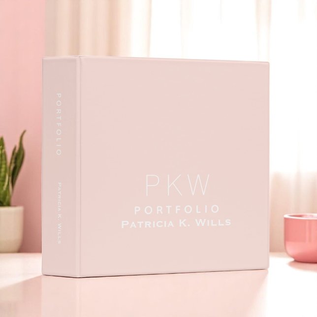 Blush Pink Simple Minimalist Portfolio 3 Ring Binder (Creator Uploaded)