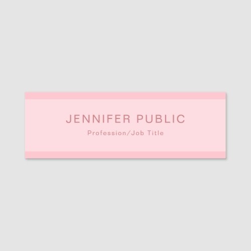 Blush Pink Simple Modern Elegant Creative Template Name Tag